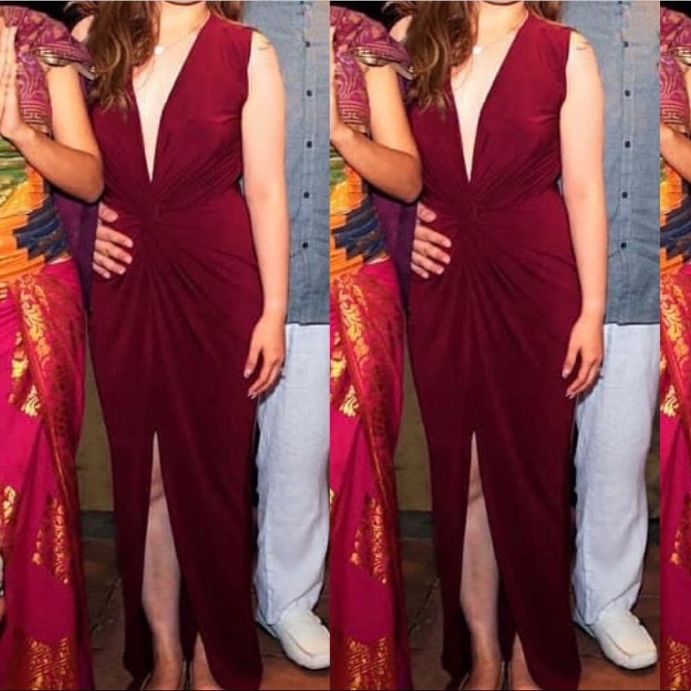 Plunge Neck Maxi Dress